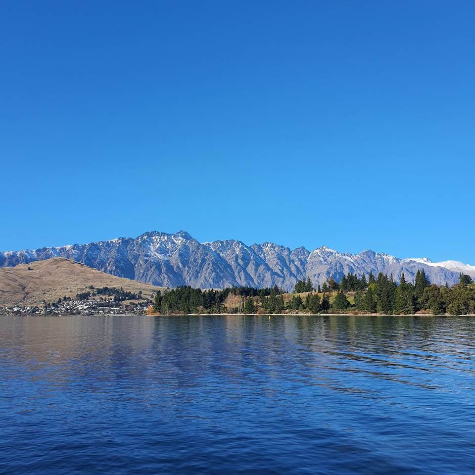 Mountain range across lake, The remarkables