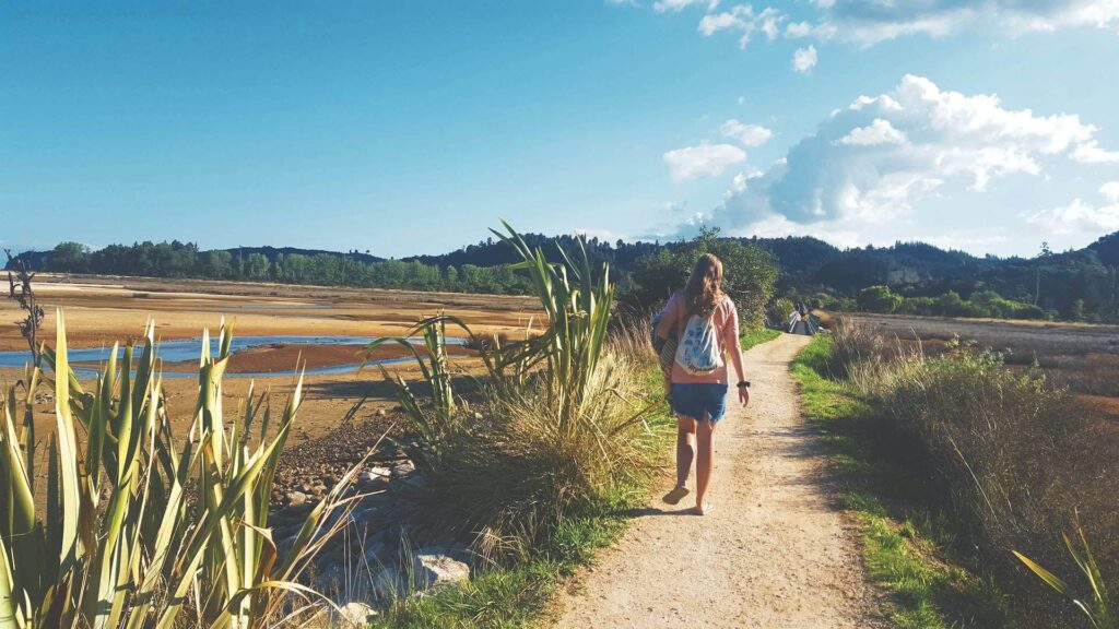 person walking along path