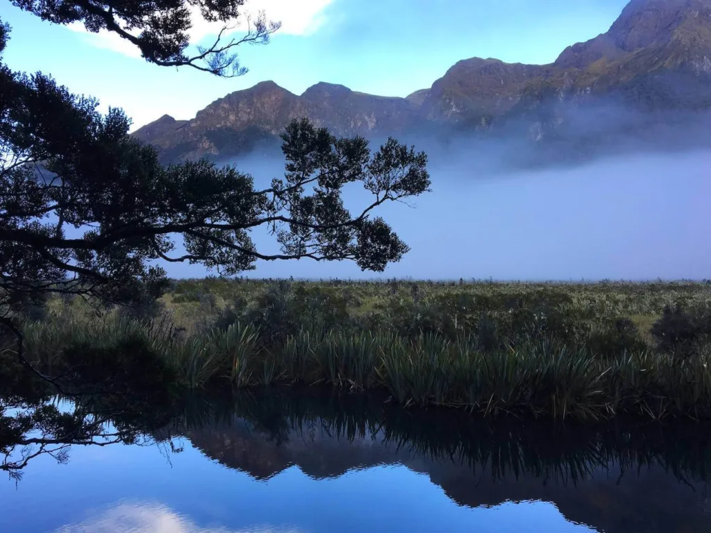 Te anau, reflected in a river